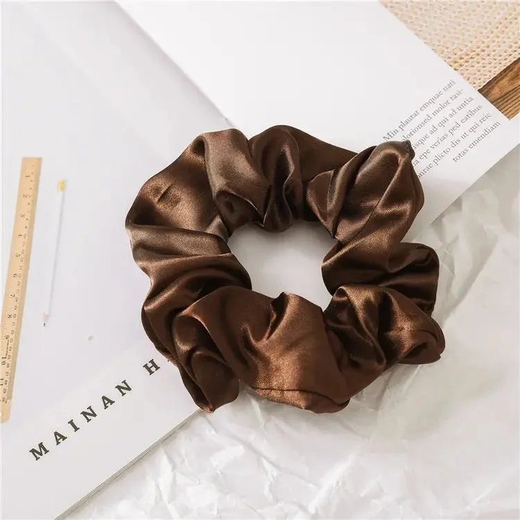 Retro Simple Stain Hair Scrunchies Women Silk Scrunchie