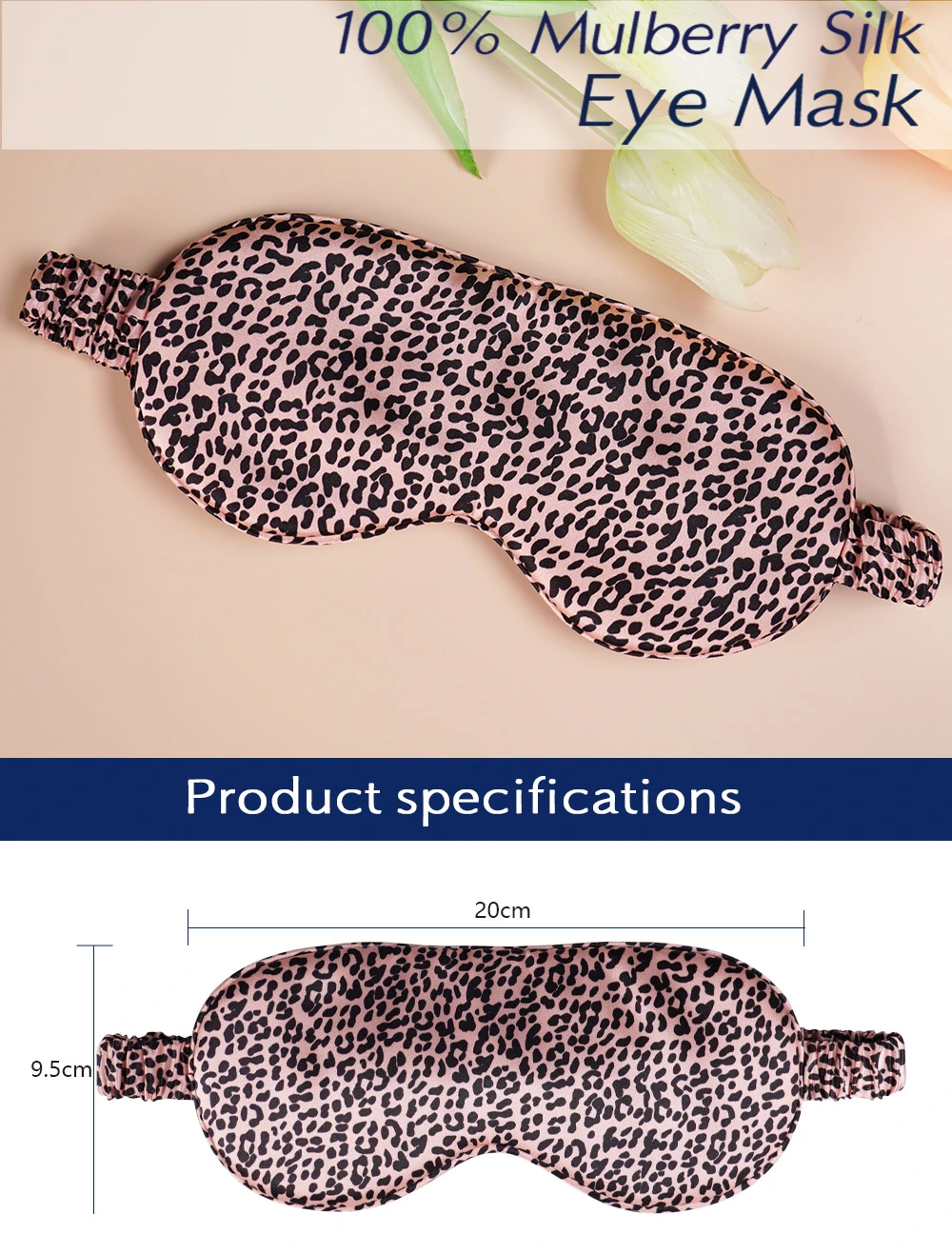 100% Pure Mulberry Silk Leopard Pattern Sleep Eye Mask Silk Blindfold with High Quality