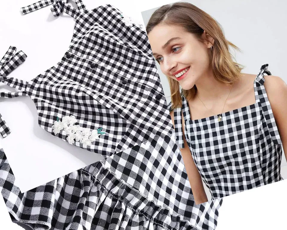 Eco Friendly 100% Tencel Fabric Wholesale Black and White Plaid Sustainable Lenzing