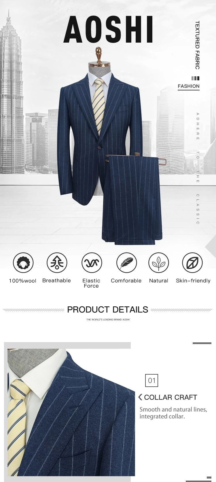 Custom Fashion Design Business Formal Suits for Men Italian Style Aoshi Apparel