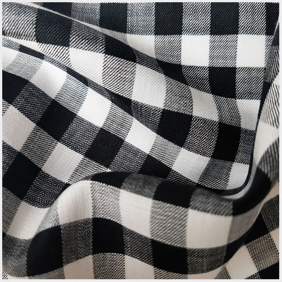 Eco Friendly 100% Tencel Fabric Wholesale Black and White Plaid Sustainable Lenzing