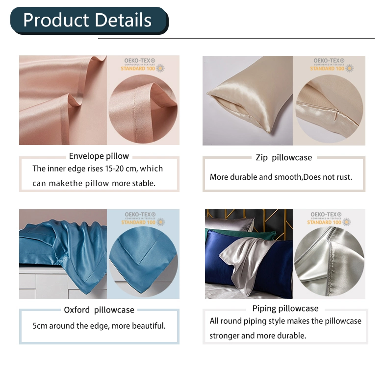 Wholesale Zipper Closure Silk Pillowcase 16mm 100% Mulberry Silk Pillowcase with Oeko-Tex