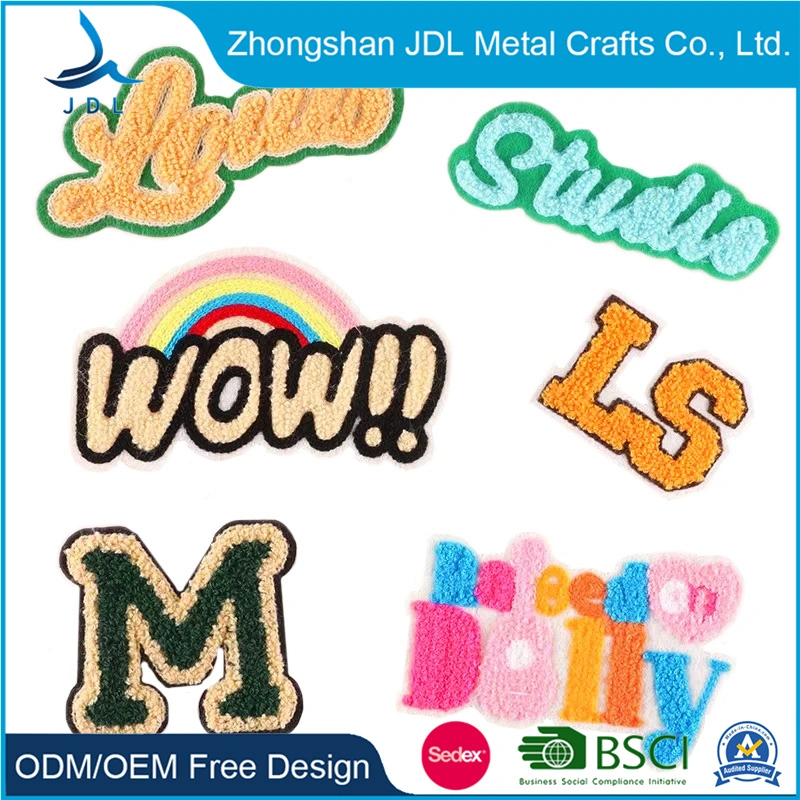 Stock Gold Border English Letter Silk & Embroidery Clothing Accessories Words Iron on Adhesive Repair Alphabet Sewing Appliques Clothing Chenille Patch